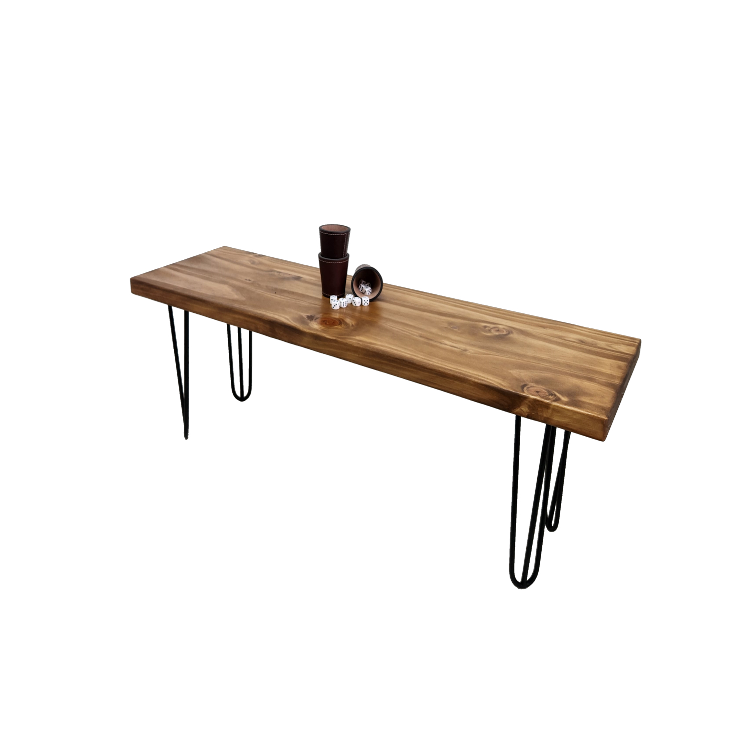 BANQUETA ILOFT EMMEN M INDUSTRIAL FIERRO Y MADERA ESTILO HAIRPIN 100X30X42 TONO ARENA - 1