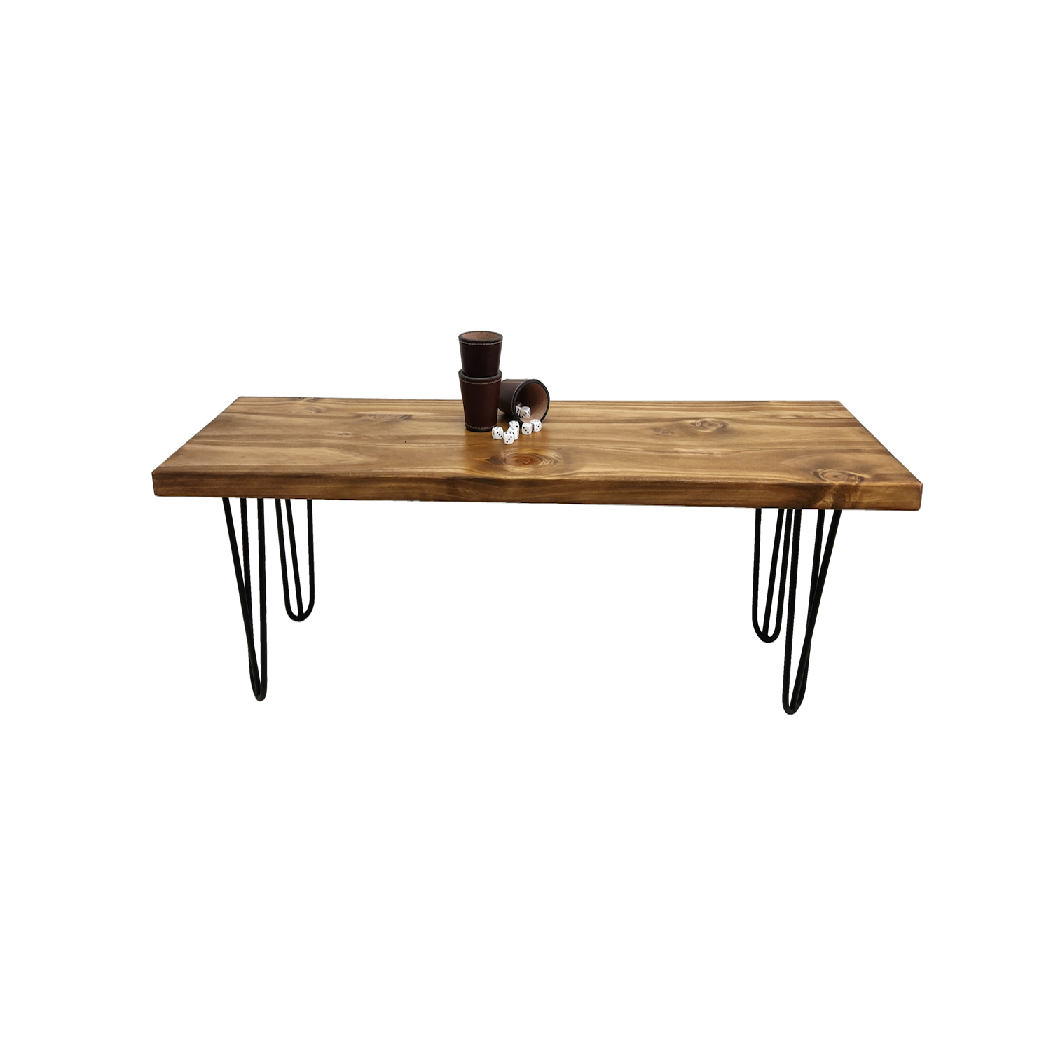BANQUETA ILOFT EMMEN M INDUSTRIAL FIERRO Y MADERA ESTILO HAIRPIN 100X30X42 TONO ARENA - 2