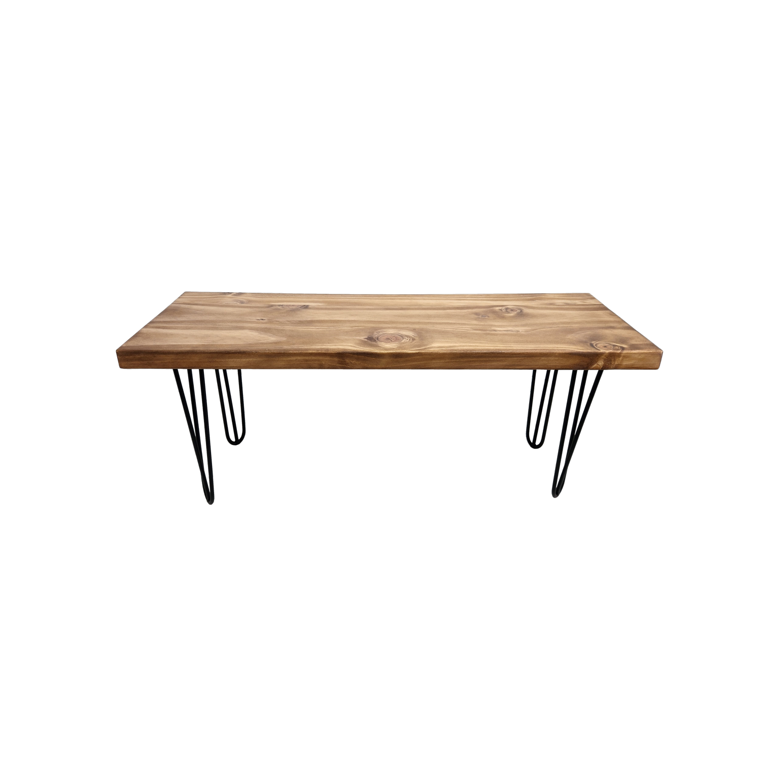 BANQUETA ILOFT EMMEN M INDUSTRIAL FIERRO Y MADERA ESTILO HAIRPIN 100X30X42 TONO ARENA - 4