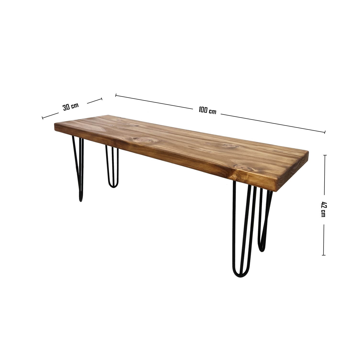 BANQUETA ILOFT EMMEN M INDUSTRIAL FIERRO Y MADERA ESTILO HAIRPIN 100X30X42 TONO ARENA - 5