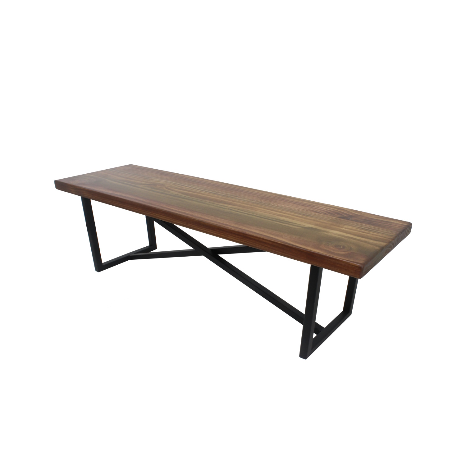BANQUETA ILOFT CÁDIZ L ESTILO INDUSTRIAL FIERRO Y MADERA 120X36X40 TONO FOREST - 3