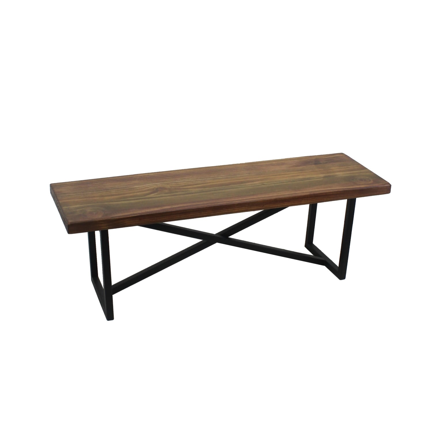 BANQUETA ILOFT CÁDIZ L ESTILO INDUSTRIAL FIERRO Y MADERA 120X36X40 TONO FOREST - 4