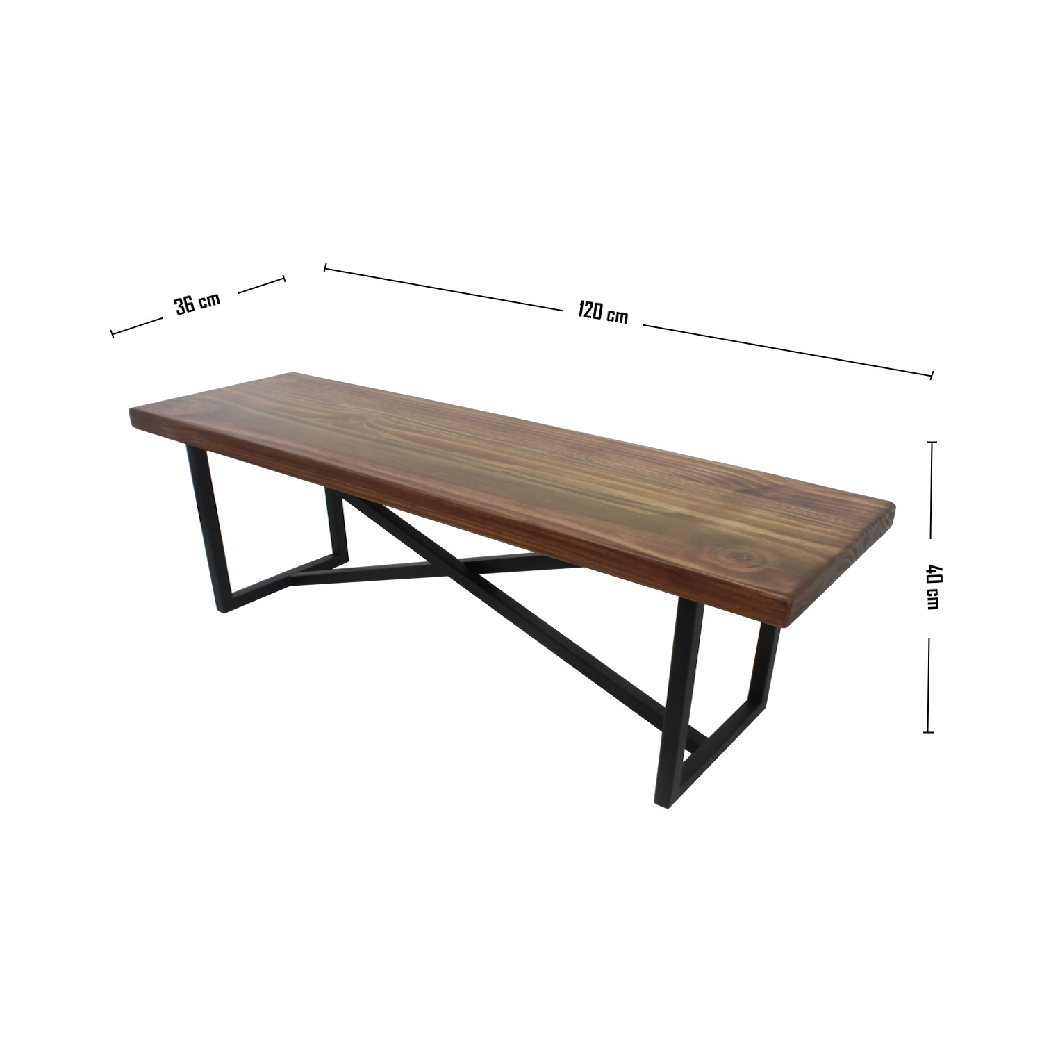 BANQUETA ILOFT CÁDIZ L ESTILO INDUSTRIAL FIERRO Y MADERA 120X36X40 TONO FOREST - 5