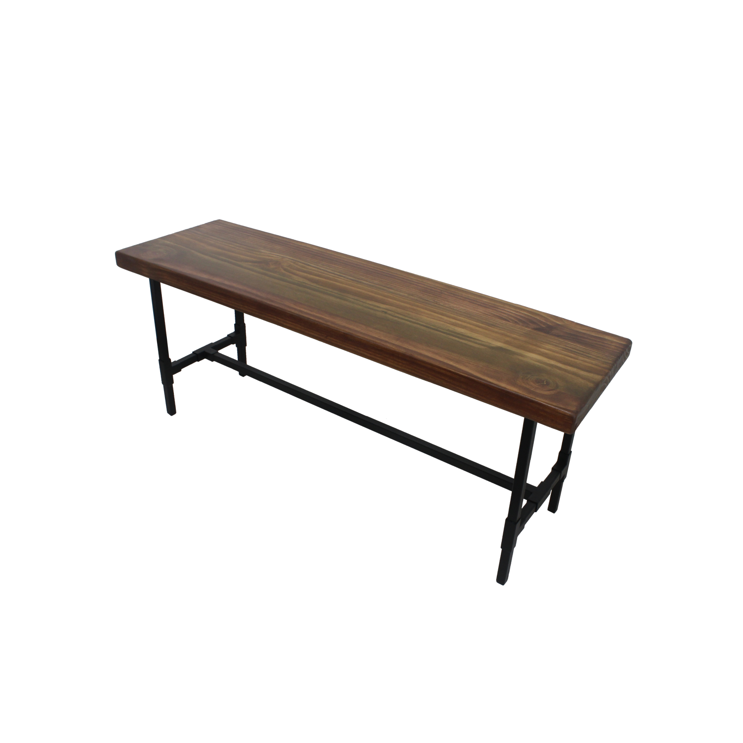 BANQUETA ILOFT MALAGA L ESTILO INDUSTRIAL FIERRO Y MADERA 120X36X45 TONO FOREST - 2