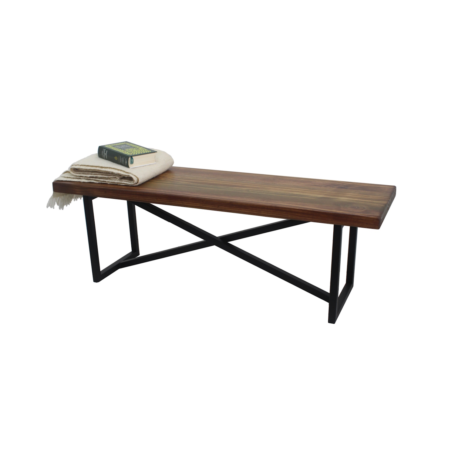 BANQUETA ILOFT CÁDIZ M ESTILO INDUSTRIAL FIERRO Y MADERA 100X30X40 TONO FOREST - 1