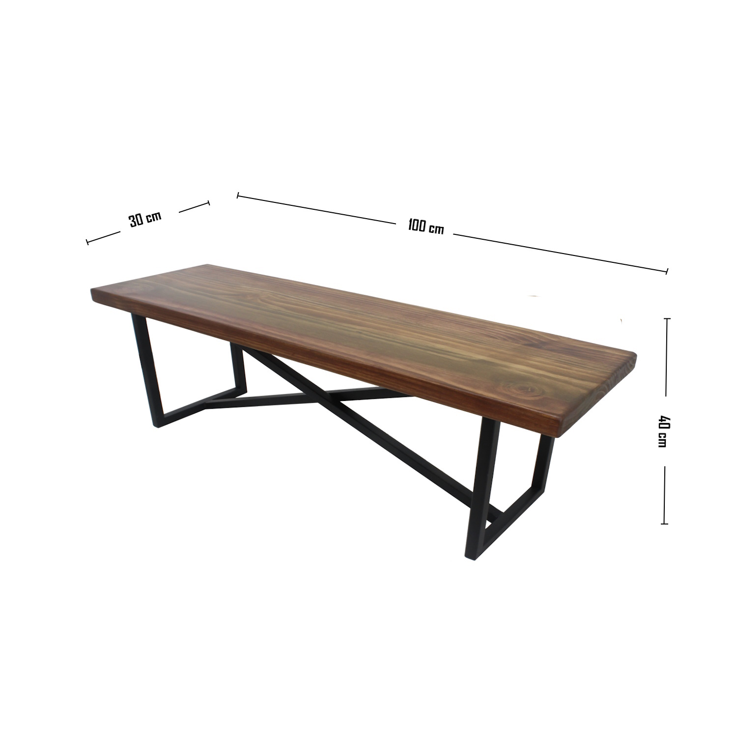 BANQUETA ILOFT CÁDIZ M ESTILO INDUSTRIAL FIERRO Y MADERA 100X30X40 TONO FOREST - 5