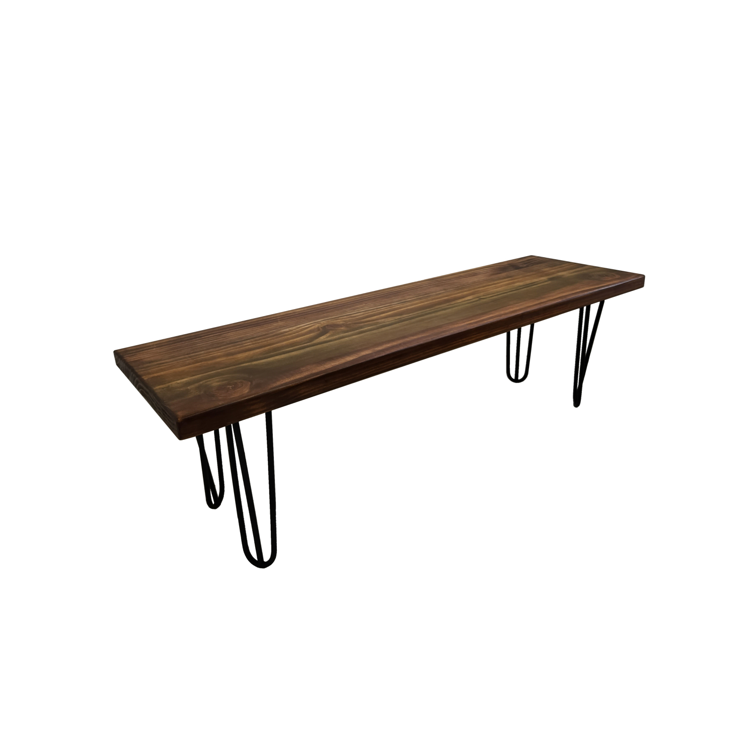 BANQUETA ILOFT EMMEN M INDUSTRIAL FIERRO Y MADERA ESTILO HAIRPIN 100X30X42 TONO FOREST - 1