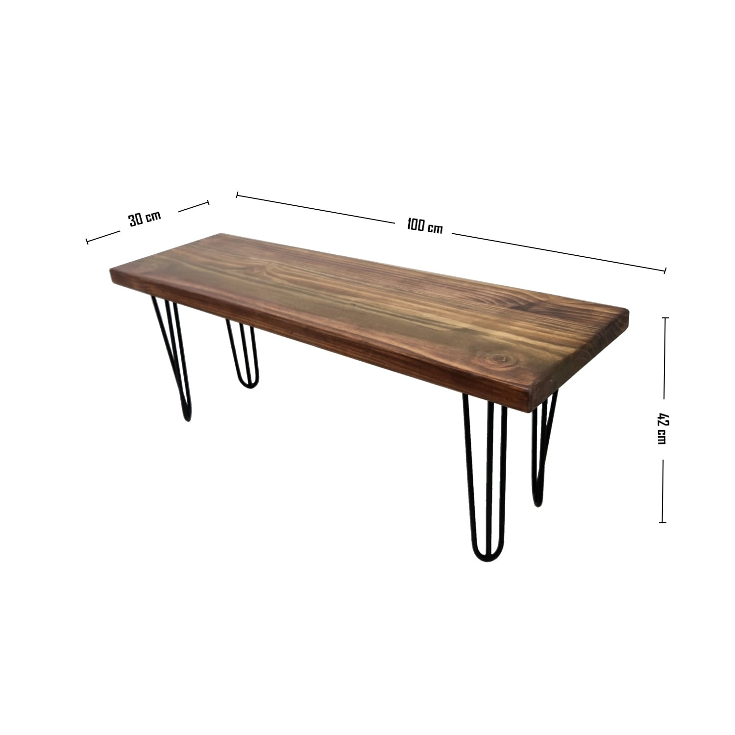 BANQUETA ILOFT EMMEN M INDUSTRIAL FIERRO Y MADERA ESTILO HAIRPIN 100X30X42 TONO FOREST - 3