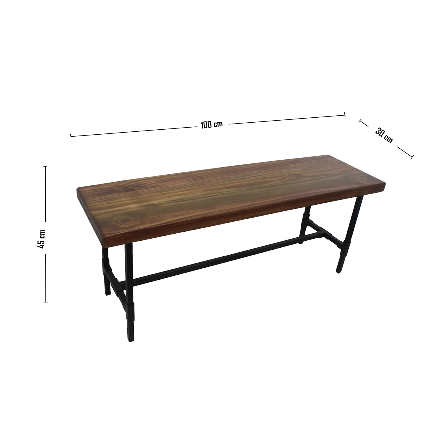 BANQUETA ILOFT MALAGA M ACERO ESTILO INDUSTRIAL FIERRO Y MADERA 100X30X45 TONO FOREST - 4
