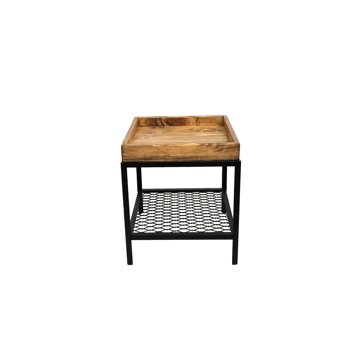 MESA LATERAL ILOFT SORIA M INDUSTRIAL FIERRO Y MADERA ESTILO HAIRPIN 40X40X46 ACERO - 3