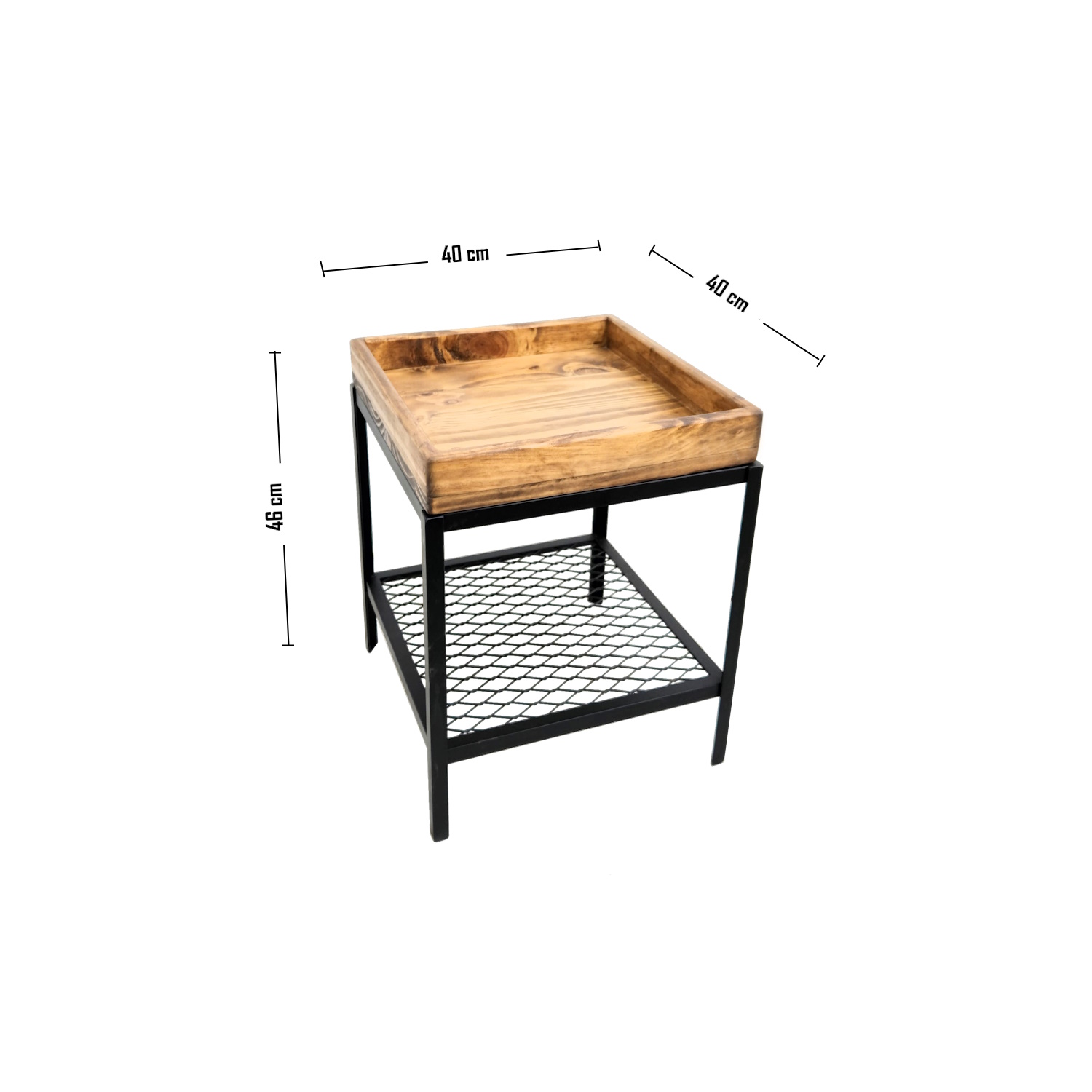 MESA LATERAL ILOFT SORIA M INDUSTRIAL FIERRO Y MADERA ESTILO HAIRPIN 40X40X46 ACERO - 4