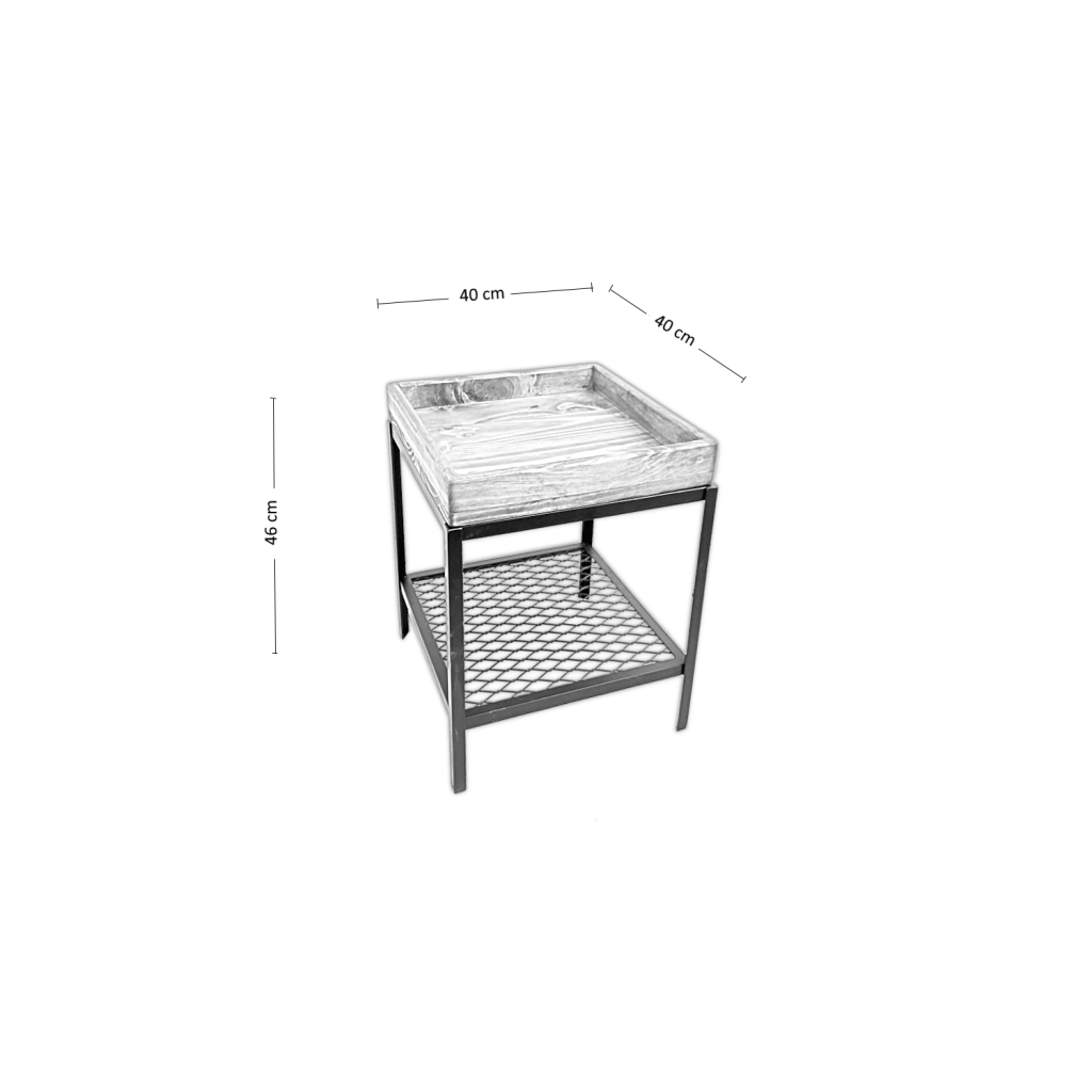 MESA LATERAL ILOFT SORIA M INDUSTRIAL FIERRO Y MADERA ESTILO HAIRPIN 40X40X46 ACERO - 5