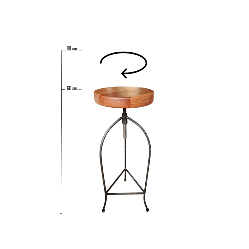 TABURETE INDUSTRIAL DE ROBLE CON ALTURA RECLINABLE - 3