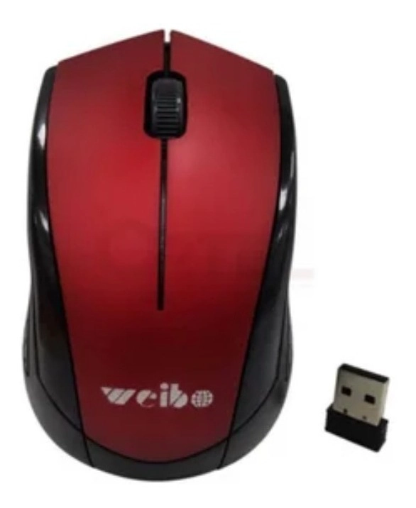 MOUSE WEIBO OPTICO INALAMBRICO EN COLOR NEGRO CON EN COLOR ROJO - 4