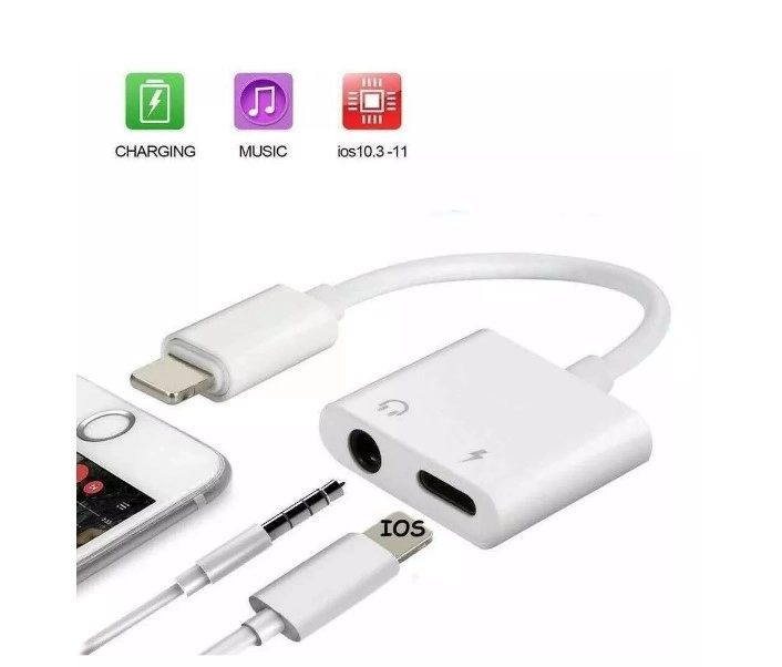 ADAPTADOR DE AURICULARES Y CARGADOR LIGHTNING  Y AUXILIAR JACK 3.5MM - 2