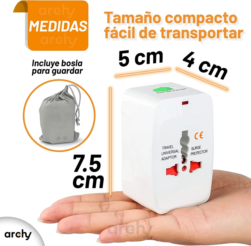 ADAPTADOR ENCHUFE UNIVERSAL PARA VIAJES 110 A 220V - 2