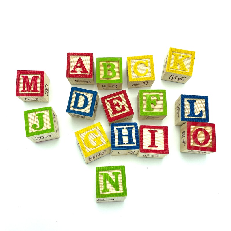 CUBO 15 PIEZAS MADERA LETRAS NÚMEROS - 2