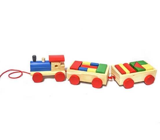 TREN DE MADERA 3 VAGONES DIDÁCTICO PARA NIÑOS - 1