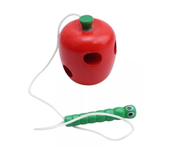ENHEBRADOR JUGUETE MADERA DIDÁCTICO MOTRICIDAD FINA - MANZANA - 1