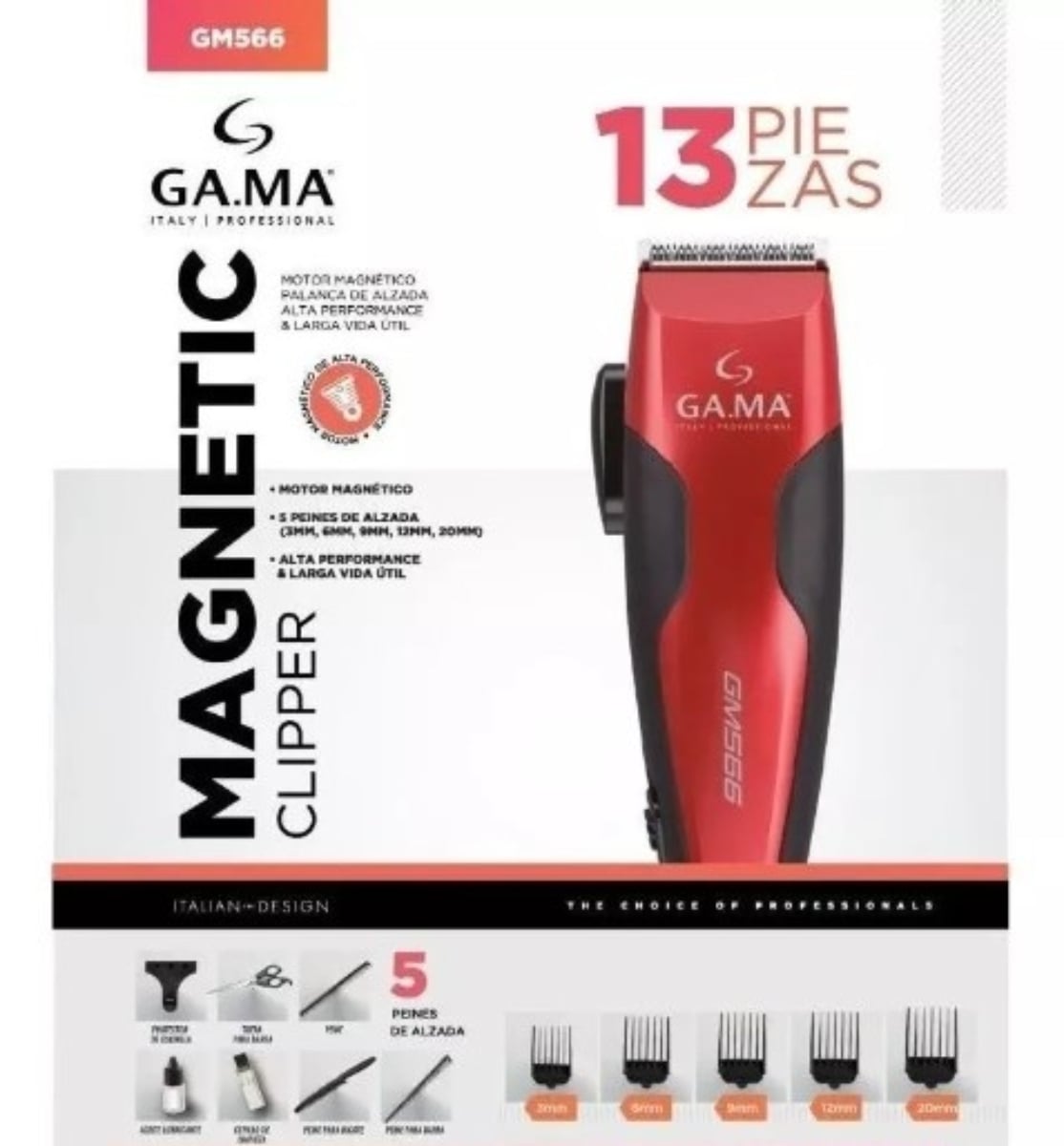 MAQUINA CORTA PELO CLIPPER GM 566 13 PIEZAS GAMA - 4