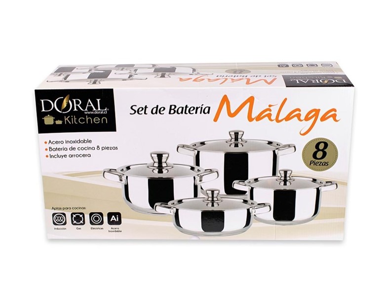 BATERIA ACERO INOXIDABLE 8 PIEZAS DORAL – MALAGA - 2