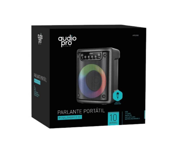 PARLANTE PORTATIL BLUETOOTH RGB/USB/SD/RECARGABLE. BLACK AUDIO PRO AP02084 - 2
