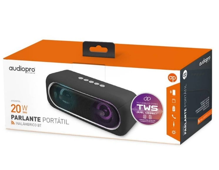 PARLANTE TWS BLUETOOTH  PORTATIL SD/USB/AUX RGB BLUE AUDIO PRO AP02089BL - 2