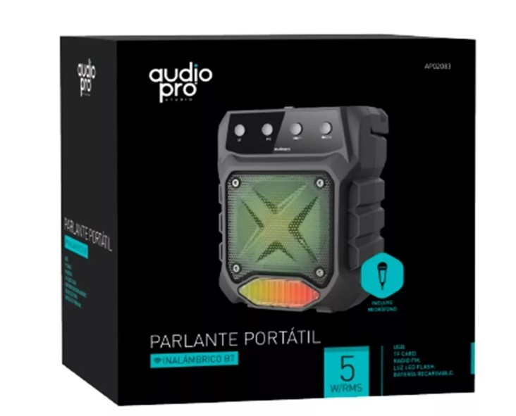 PARLANTE PORTATIL BLUETOOTH USB/SD/RECARGABLE. BLACK AUDIOPRO AP02083 - 2
