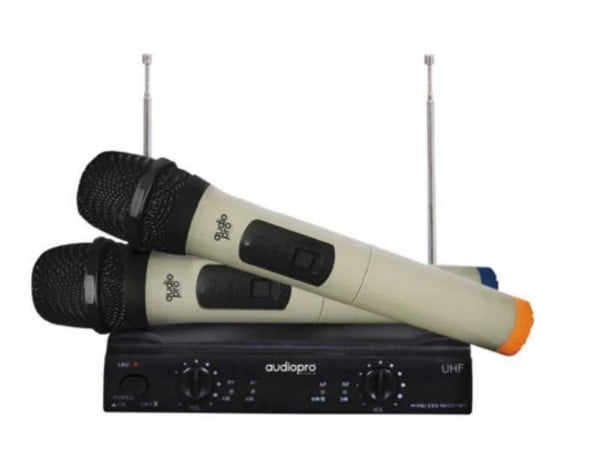 MICROFONO AUDIO PRO INALAMBRICO CON SISTEMA UHF, DOBLE AUDIO 2 1 RECEPTOR - 1