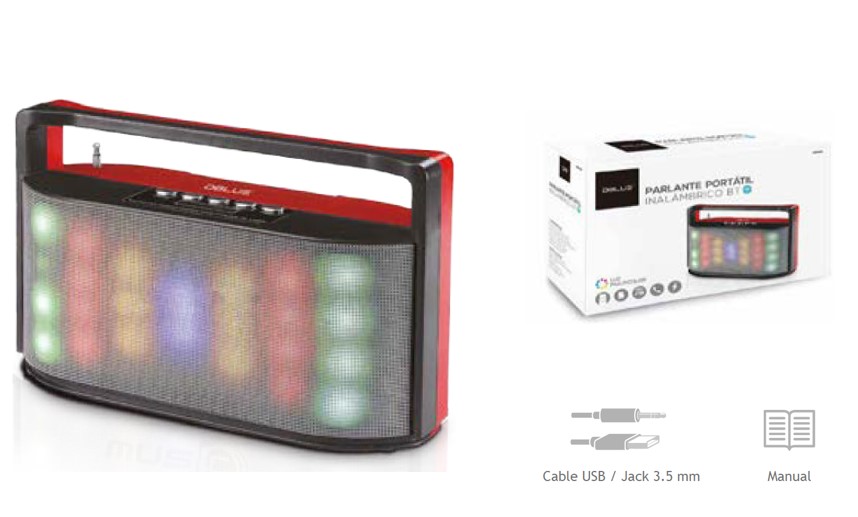 PARLANTE CON LUZ MULTICOLOR CON ENTRADA SD/USB/RADIO FM/BT/ BLACK - 2
