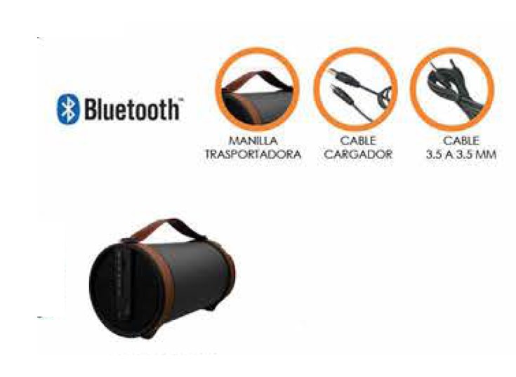 BAZOOKA BLUETOOTH PORTABLE DBLUE CON ENTRADA USB/SD/FM RADIO/AUX -BLACK - 2