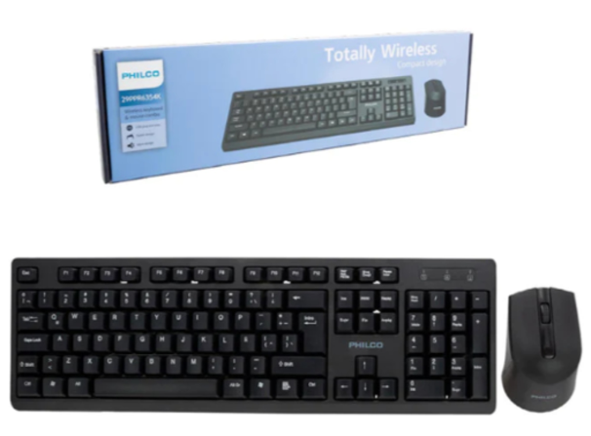 KIT TECLADO Y MOUSE INALAMBRICO PPR6354K NEGRO PHILCO - 1