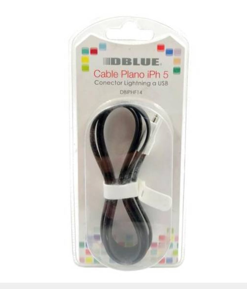 DBLUE CABLE USB PLANO PARA IPHONE/IPAD 5 /6 BLACK