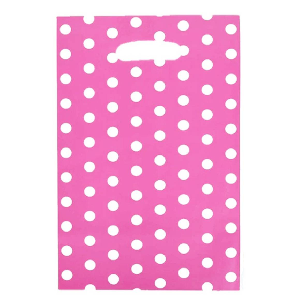 PACK X10 BOLSA DULCES COTILLÓN LUNARES FUCSIA CUMPLEAÑOS - 1