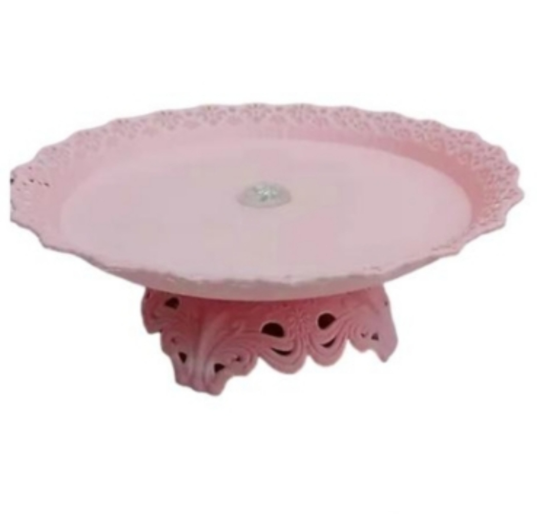 SOPORTE OEM CON BASE TORTA PLÁSTICO 26CM ROSADO - 1