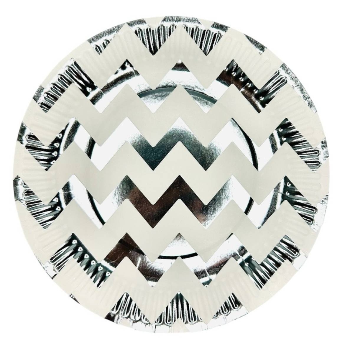 PLATO OEM CARTÓN X 10 UNIDADES CON DISEÑO PLATEADO DESECHABLE - 1