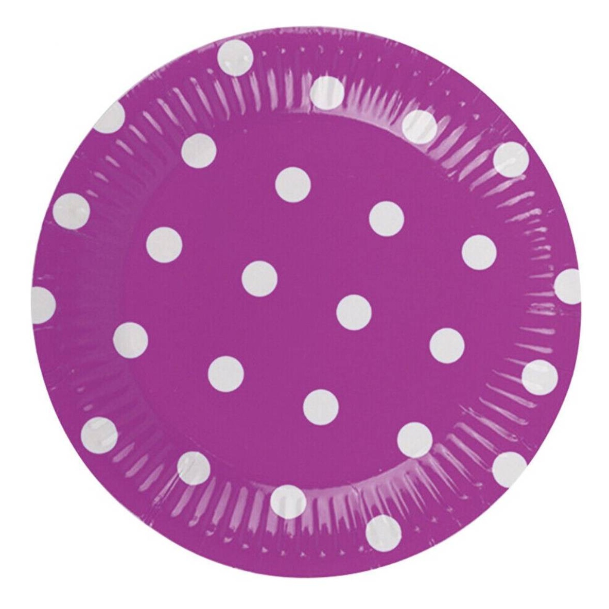 PLATO OEM CARTÓN X 10 UNIDADES CON DISEÑO PUNTOS VIOLETA DESECHABLE - 1