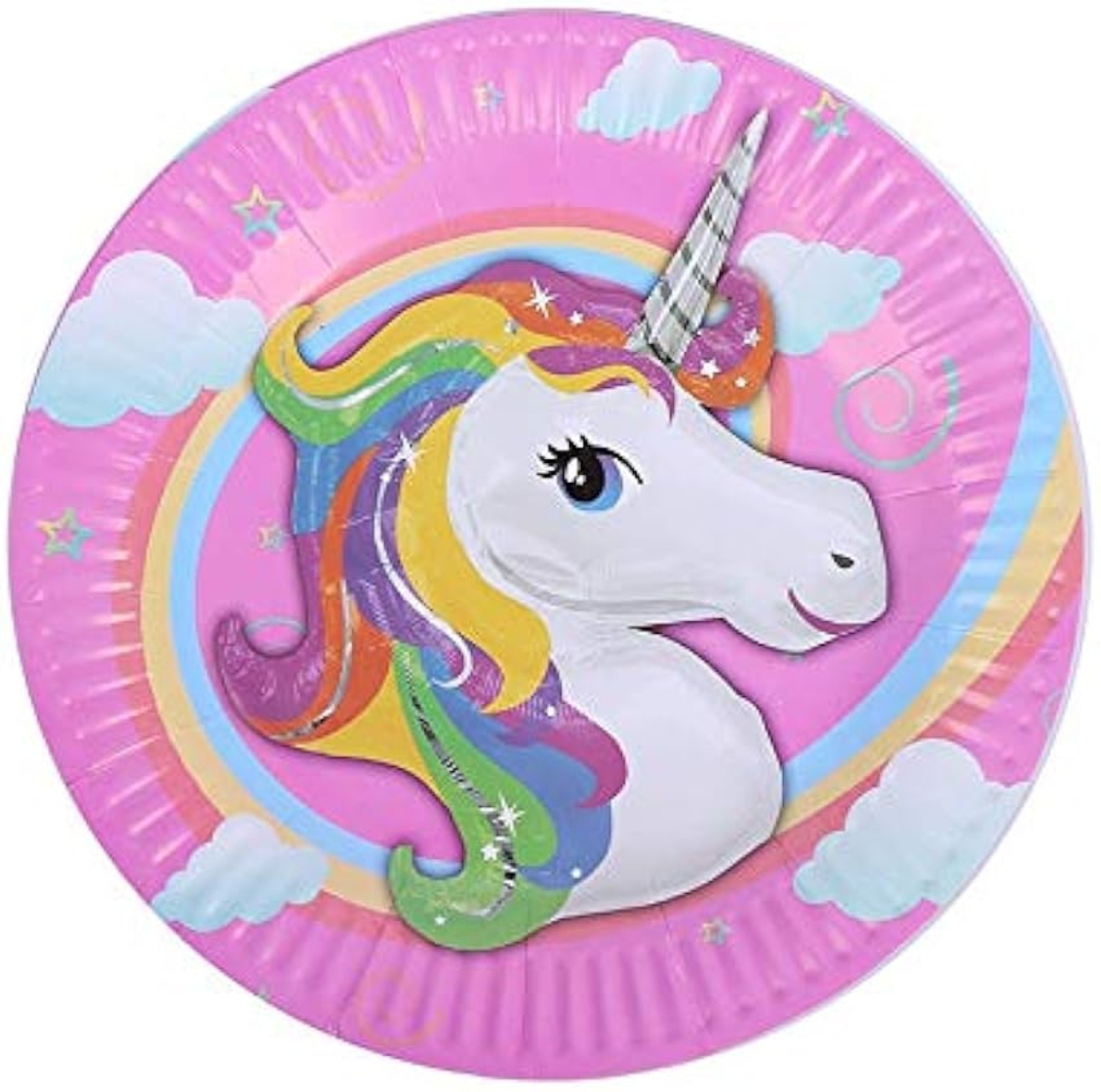 PLATO OEM CARTÓN X 10 UNIDADES CON DISEÑO UNICORNIO DESECHABLE - 1