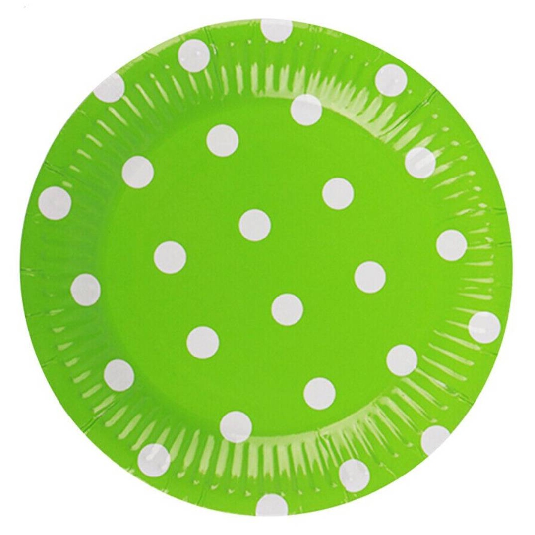PLATO OEM CARTÓN X 10 UNIDADES CON DISEÑO PUNTOS VERDE DESECHABLE - 1