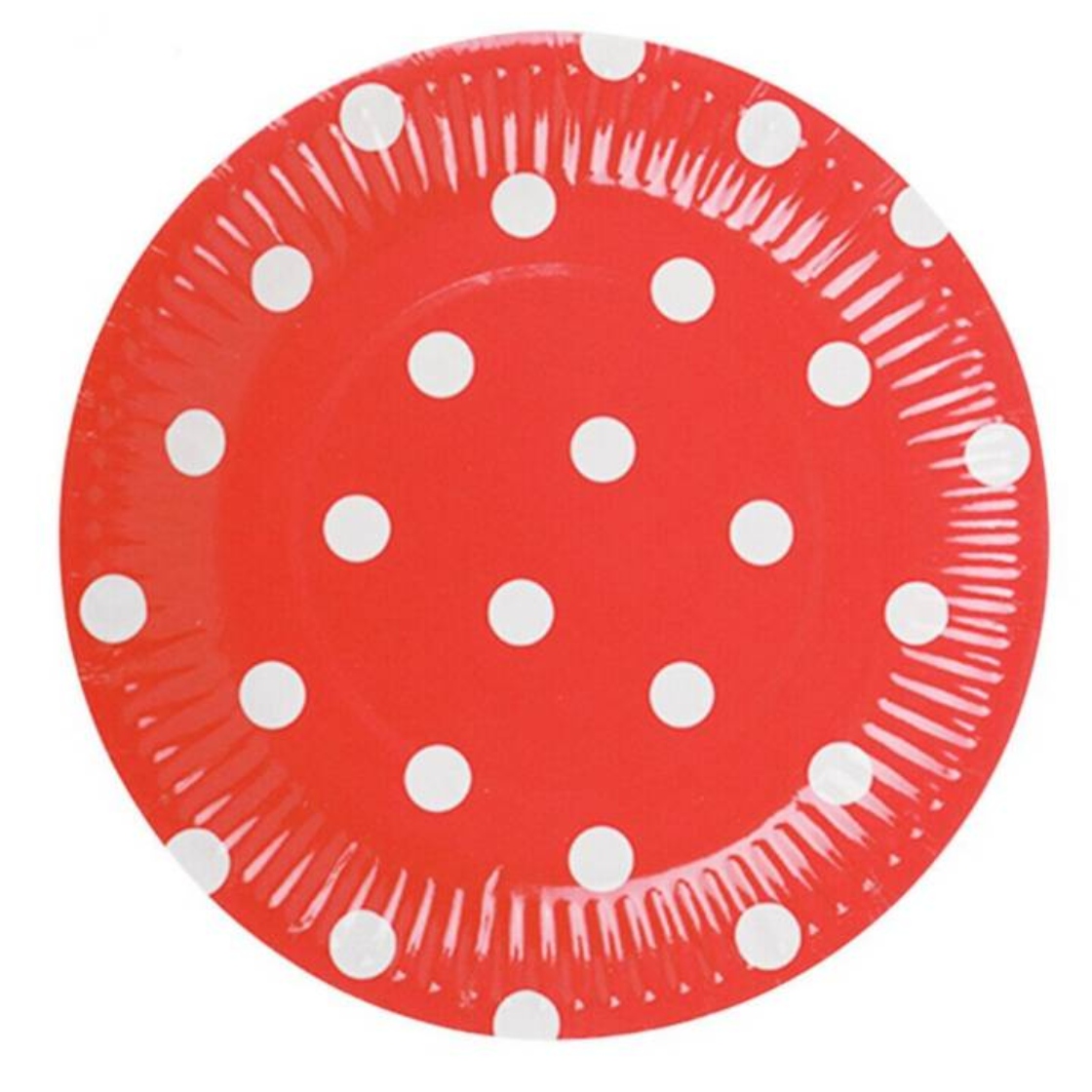PLATO OEM CARTÓN X 10 UNIDADES CON DISEÑO PUNTOS ROJO DESECHABLE - 1