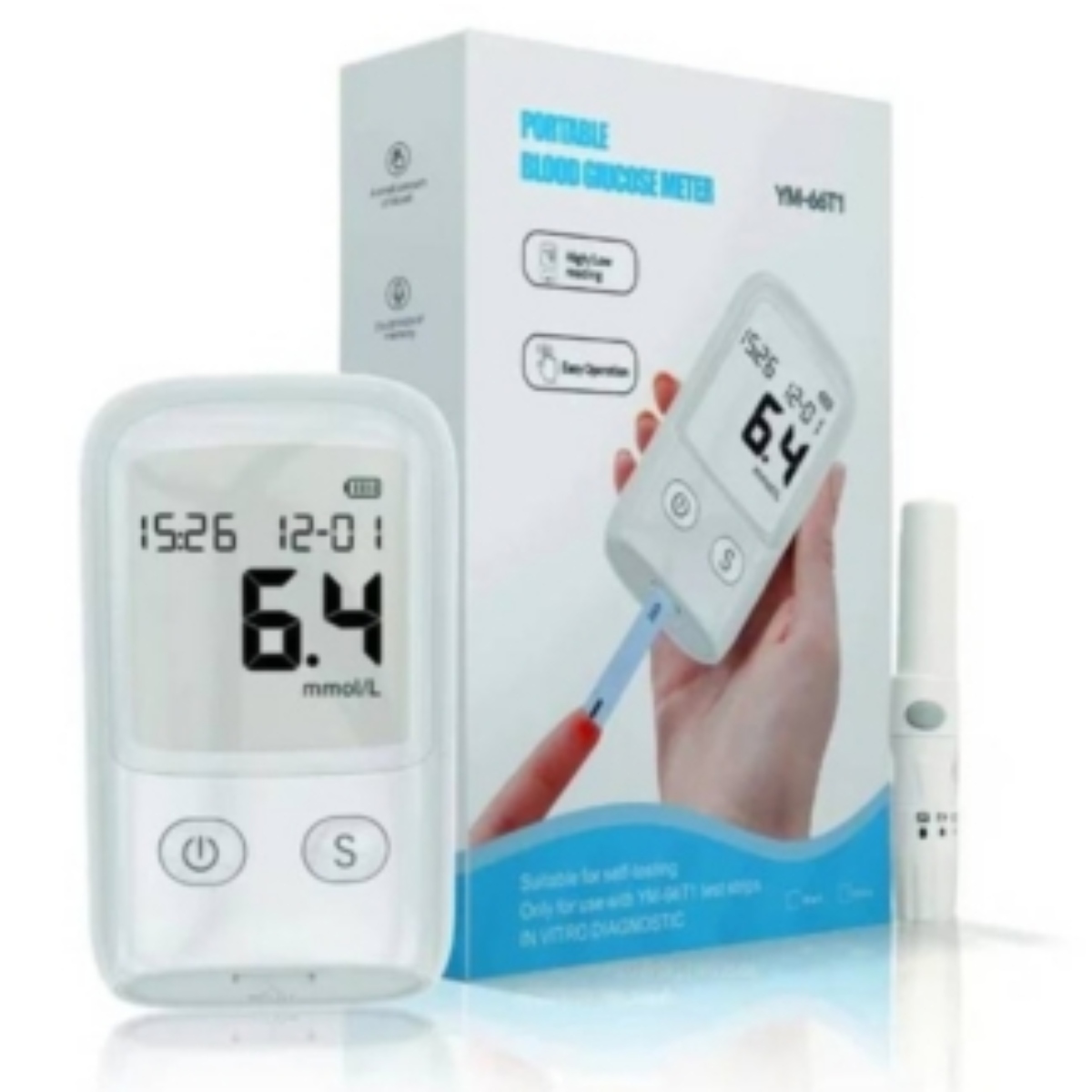 MEDIDOR GLUCOSA OEM PORTABLE GLUCOMETRO 25 LANCETAS 25 TIRAS - 1