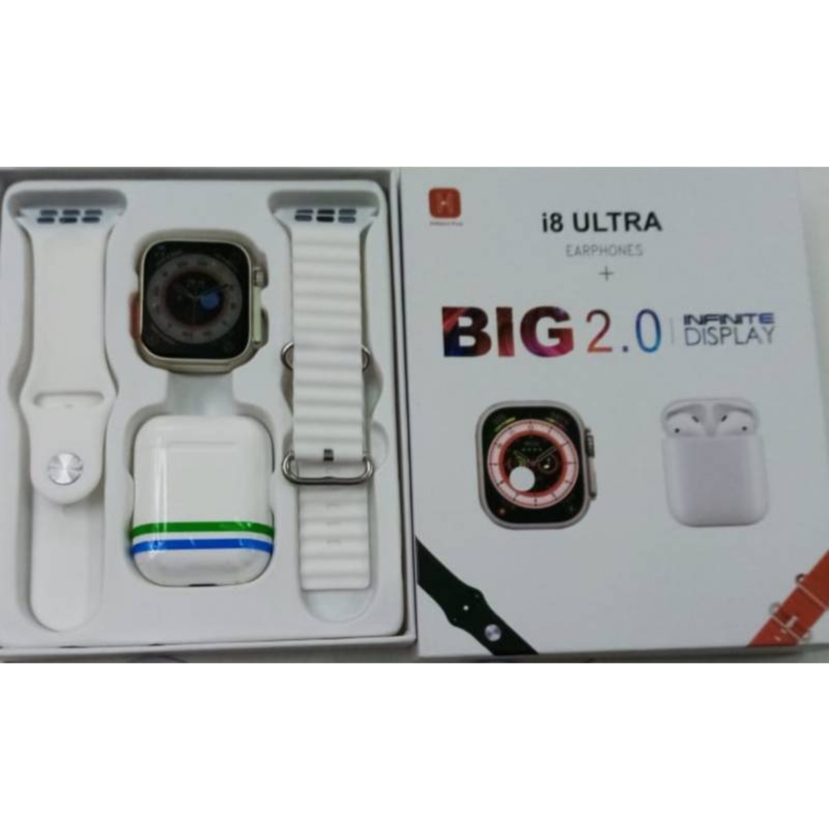 RELOJ INTELIGENTE DEPORTIVO Y AURICULARES I8 ULTRA SERIES 8 EN COLOR BLANCO - 1