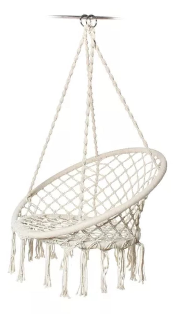 SILLA HAMACA OEM COLUMPIO COLGANTE TERRAZA JARDIN COLOR BLANCO - 2