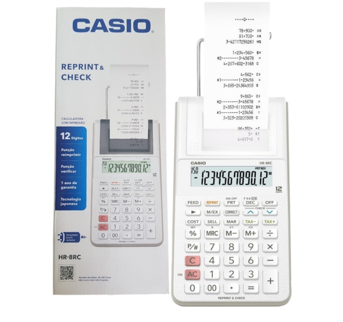 RE-PDC10 Calculadora De Impresión Portátil – 12 Dígitos, Batería, Funciones Comerciales