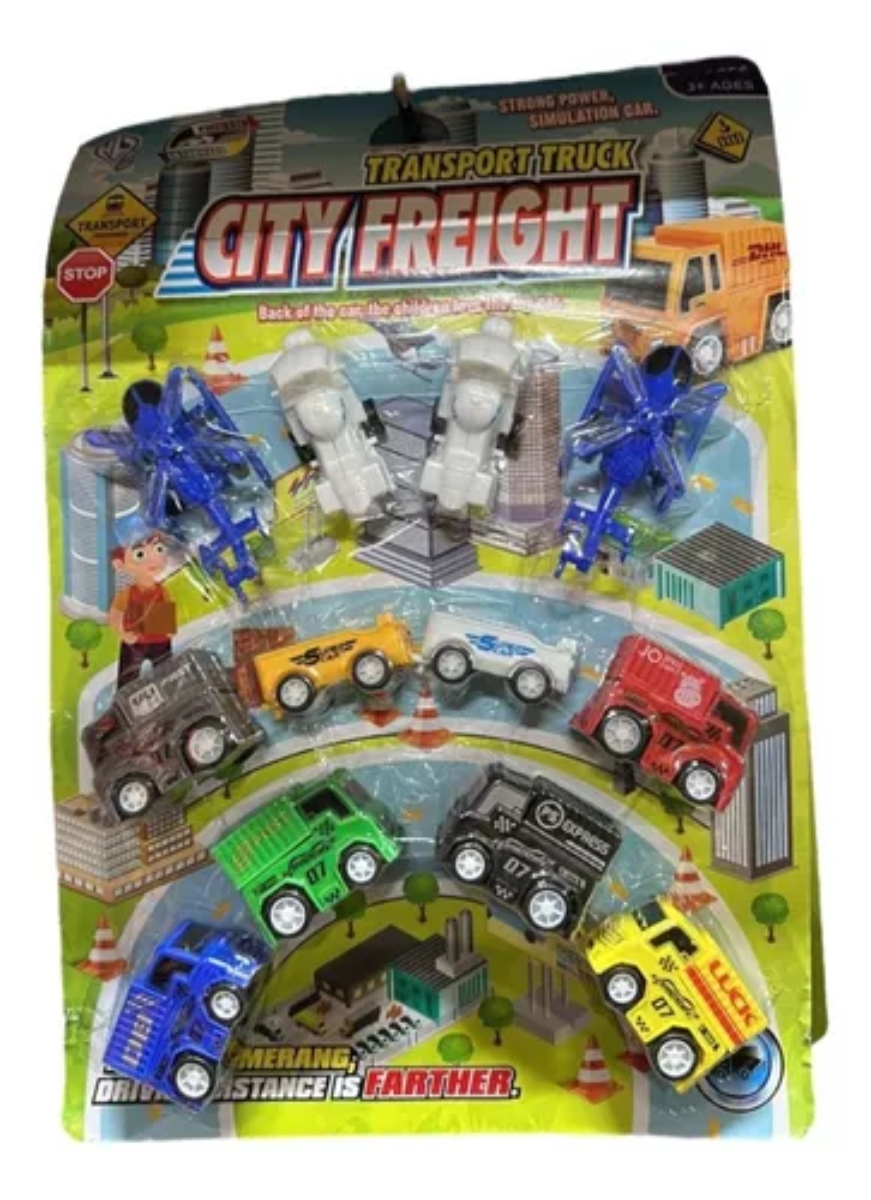 SET 12 PIEZAS DE VEHICULOS DE JUGUETE FREIGTH - 1