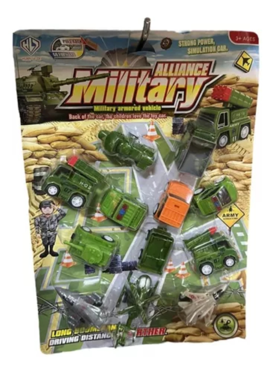 SET 12 PIEZAS DE VEHICULOS DE JUGUETE MILITARY - 1
