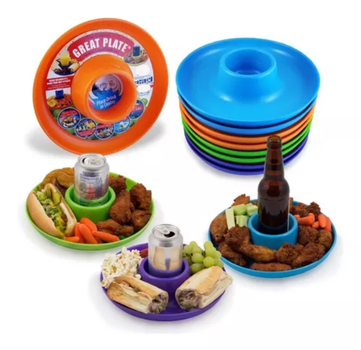 PLATO REDONDO COMIDA BEBIDA SNACK BOTANAS PLASTICO - 1