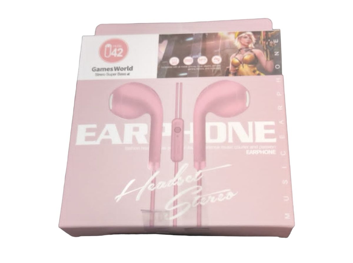 AUDÍFONOS OEM MANOS LIBRES EARPHONE ROSA - 1