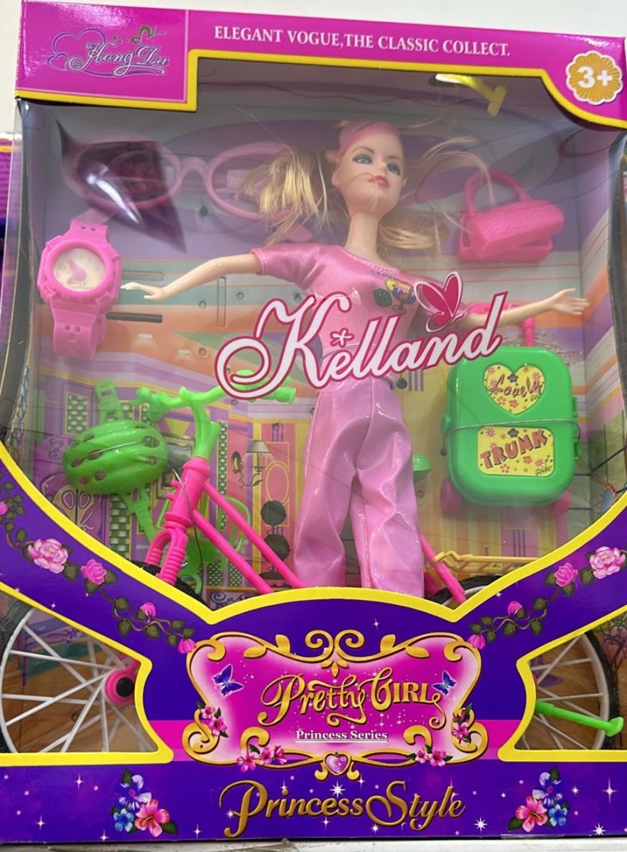 Ripley - HERMOSA MUÑECA NIÑA CON BICICLETA Y ACCESORIOS