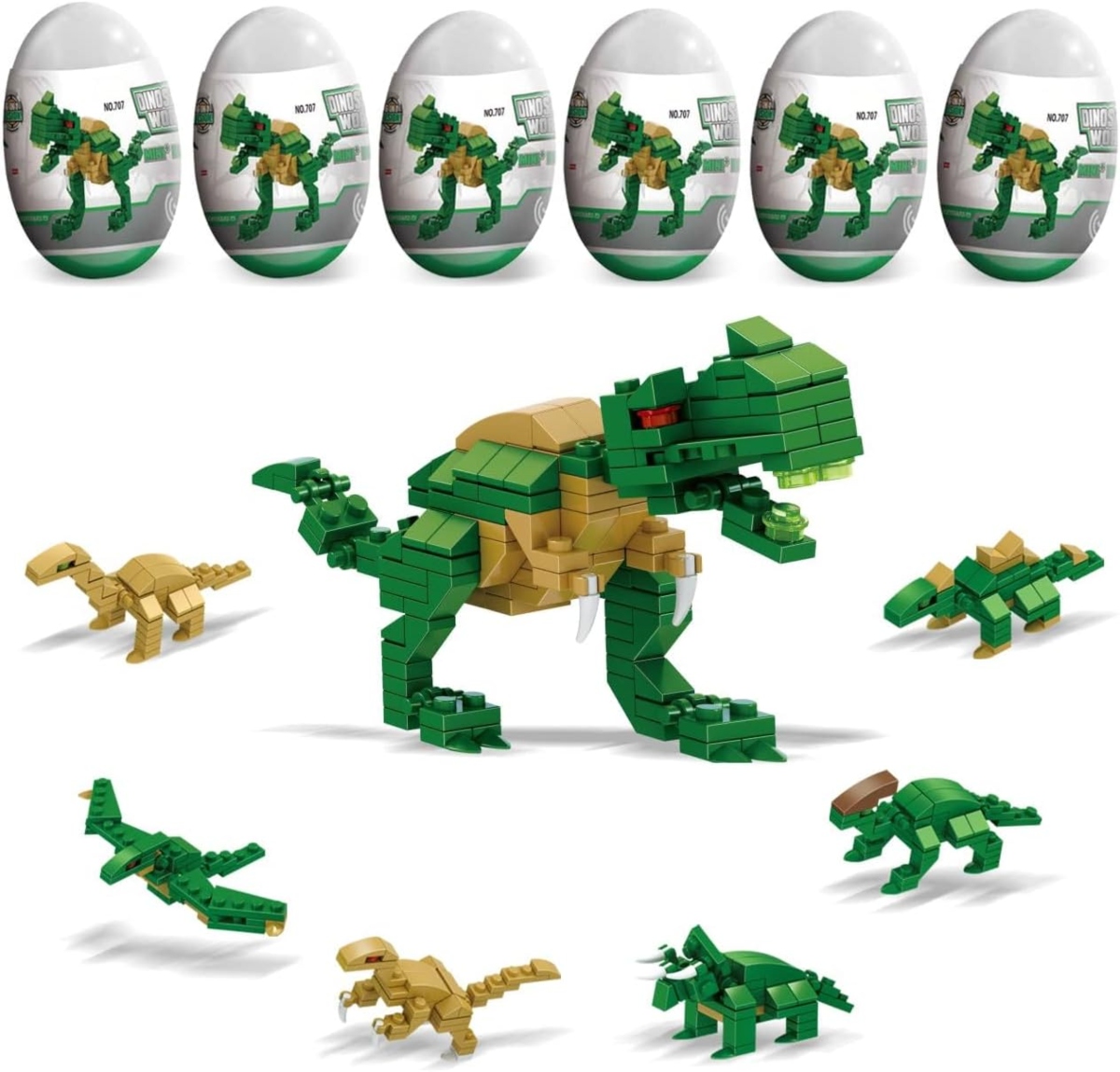 JUEGOS DE BLOQUES DE CONSTRUCCIÓN DE MINI DINOSAURIOS 6 EN 1 - 1